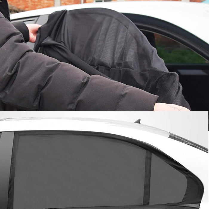 ALLY Araba Yan Cam Perdesi Sineklik Araç Oto Güneşlik Örtü Perde Kılıf-(5775) - Siyah
