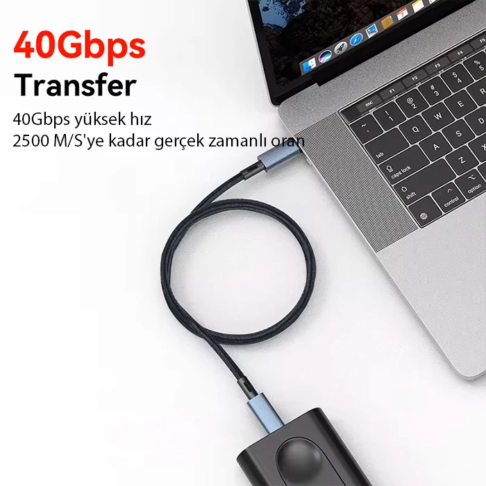 ALLY 40Gbps 240W Type-C 8K Görüntü ve Hızlı Data Şarj Kablosu-(5775) - Siyah