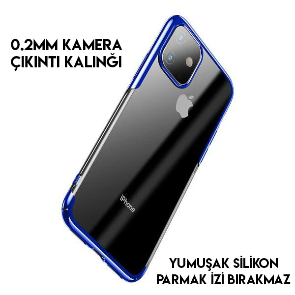 Baseus Glitter Case İPhone 11 Pro 5.8  Şeffaf Lüx Silikon Kılıf-(5775) - Kırmızı