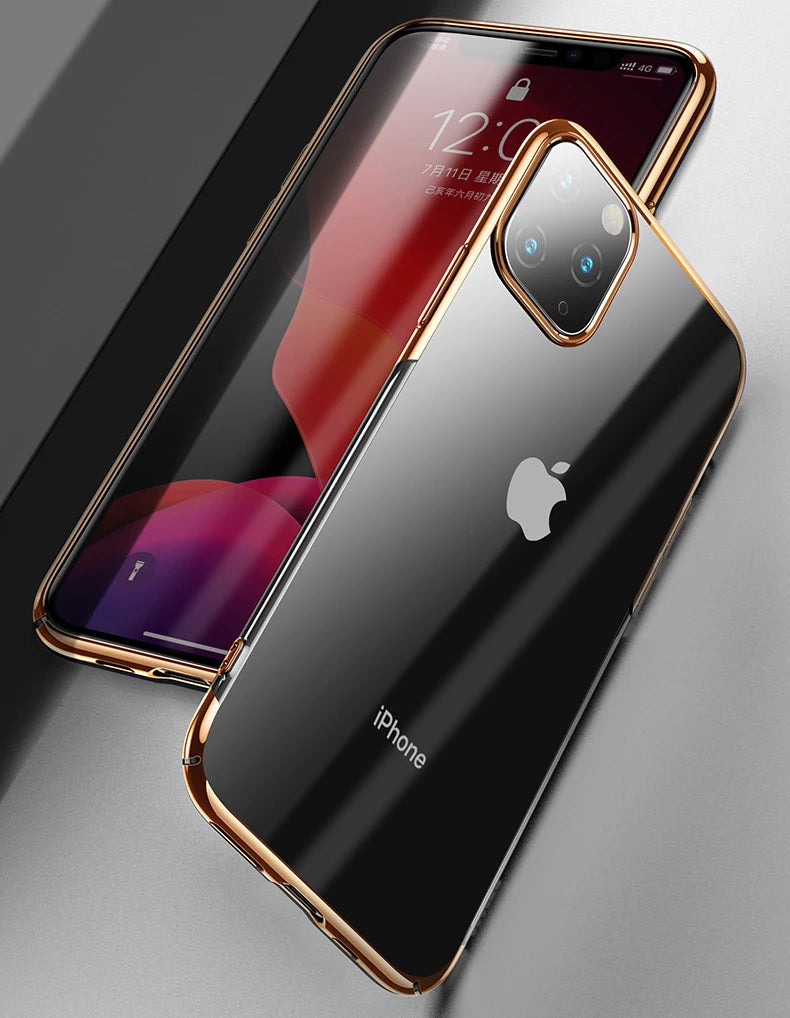 Baseus Glitter Case İPhone 11 Pro 5.8  Şeffaf Lüx Silikon Kılıf-(5775) - Kırmızı
