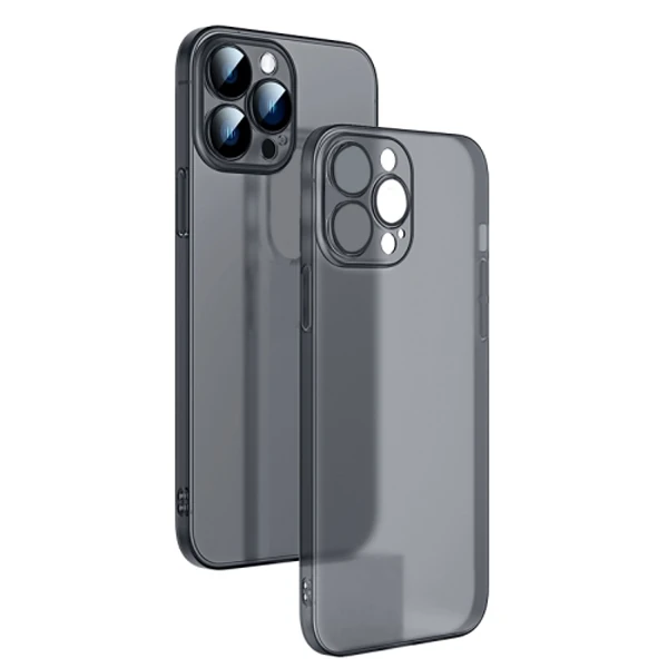 Ally iPhone 13 Pro Max 6.7inch Frosted Glass Şeffaf Kamera Korumalı Kılıf-(5775) - Beyaz