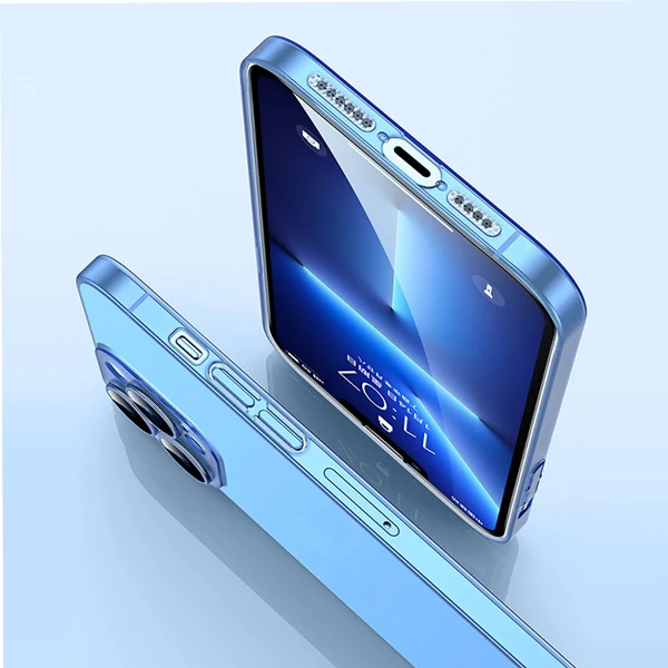 Ally iPhone 13 Pro Max 6.7inch Frosted Glass Şeffaf Kamera Korumalı Kılıf-(5775) - Beyaz