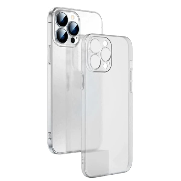 Ally iPhone 13 Pro Max 6.7inch Frosted Glass Şeffaf Kamera Korumalı Kılıf-(5775) - Beyaz