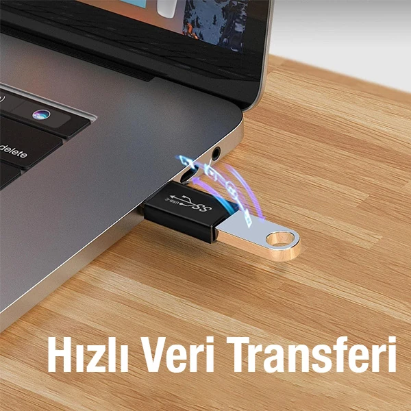 ALLY Dişi USB to Type-C OTG Çevirici Dönüştürücü Adaptör-(5775) - Siyah
