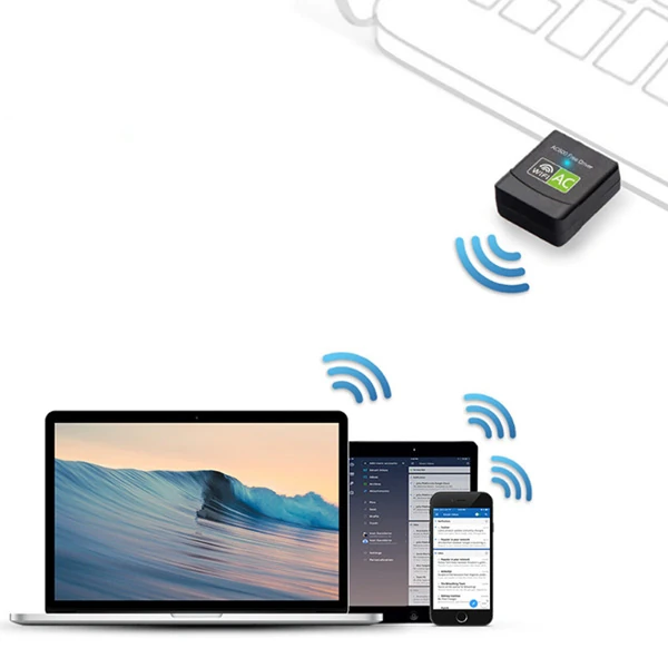 ALLY Çift Bant 600 Mbps 2.4 GHz +5 GHz USB Kablosuz Wifi Adaptör-(5775) - Siyah