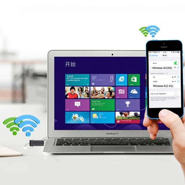 ALLY Çift Bant 600 Mbps 2.4 GHz +5 GHz USB Kablosuz Wifi Adaptör-(5775) - Siyah