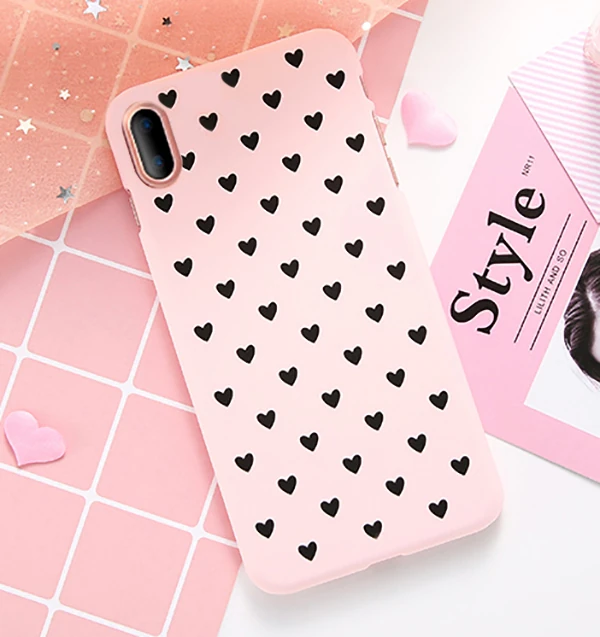 İphone X Xs Çoklu Kalp Premium Pc Kılıf-(5775) - Pembe