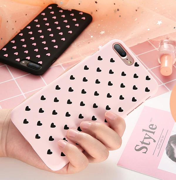 İphone X Xs Çoklu Kalp Premium Pc Kılıf-(5775) - Pembe