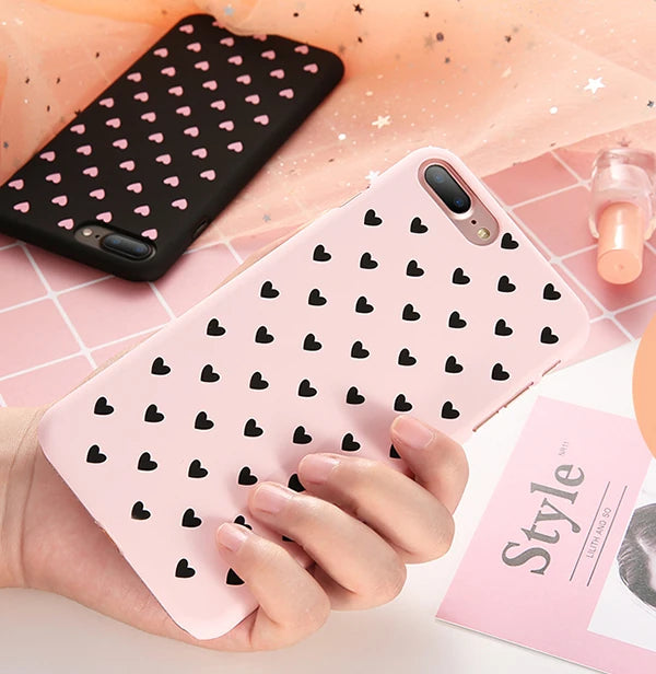 İphone X Xs Çoklu Kalp Premium Pc Kılıf-(5775) - Pembe