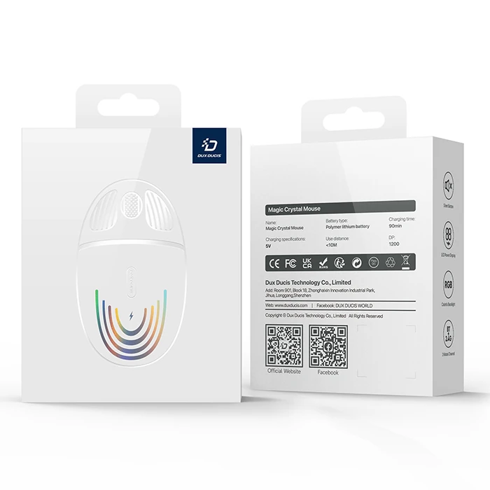 Dux Ducis CM Series Kablosuz Bluetooth 2.4GHz Şeffaf Mouse-(5775) - Beyaz