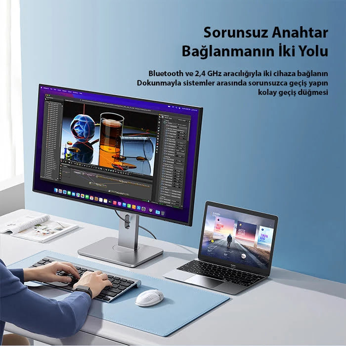 Dux Ducis CM Series Kablosuz Bluetooth 2.4GHz Şeffaf Mouse-(5775) - Beyaz