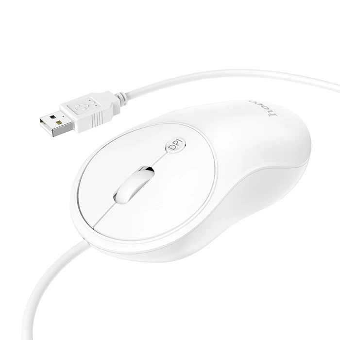 HOCO GM13 Bussines 1600DPI 4D Yüksek Hassasiyet Kablolu Optik Mouse-(5775) - Beyaz