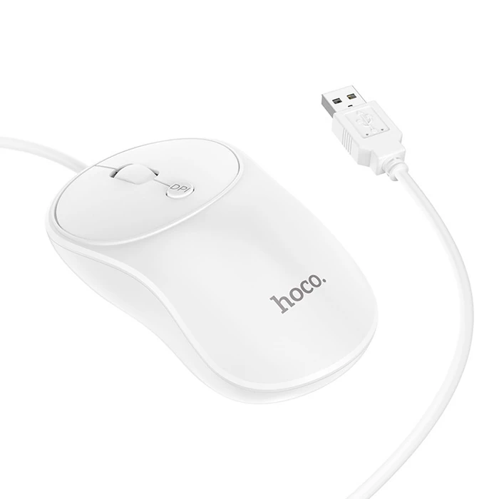 HOCO GM13 Bussines 1600DPI 4D Yüksek Hassasiyet Kablolu Optik Mouse-(5775) - Beyaz