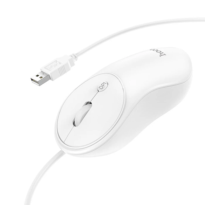 HOCO GM13 Bussines 1600DPI 4D Yüksek Hassasiyet Kablolu Optik Mouse-(5775) - Beyaz