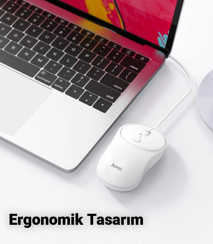 HOCO GM13 Bussines 1600DPI 4D Yüksek Hassasiyet Kablolu Optik Mouse-(5775) - Beyaz