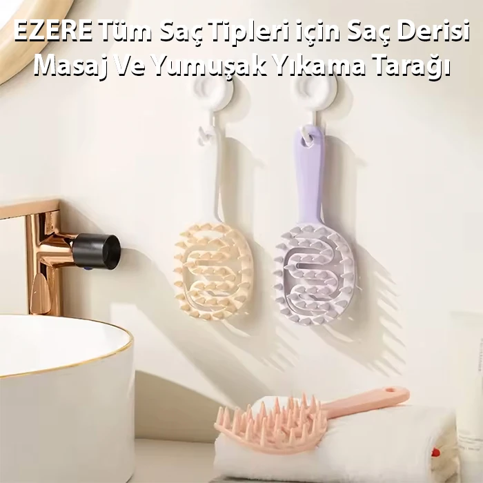 EZERE Tüm Saç Tipleri için Saç Derisi Masaj Ve Yumuşak Yıkama Tarağı-(5775) - Mor