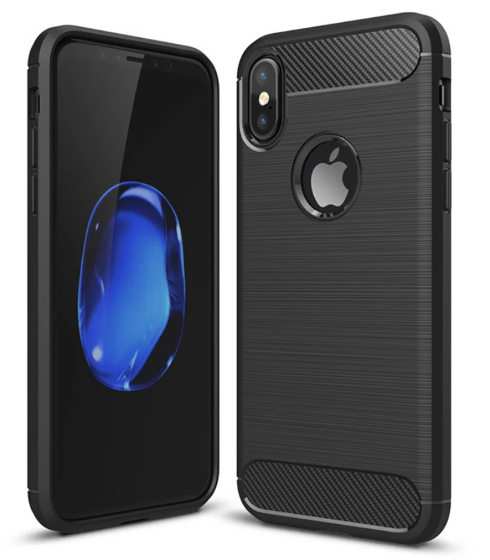 İphone XXS Dark Ultra Koruma Karbon Fiber Silikon Kılıf-(5775) - Kırmızı