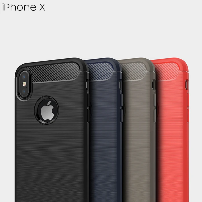 İphone XXS Dark Ultra Koruma Karbon Fiber Silikon Kılıf-(5775) - Kırmızı
