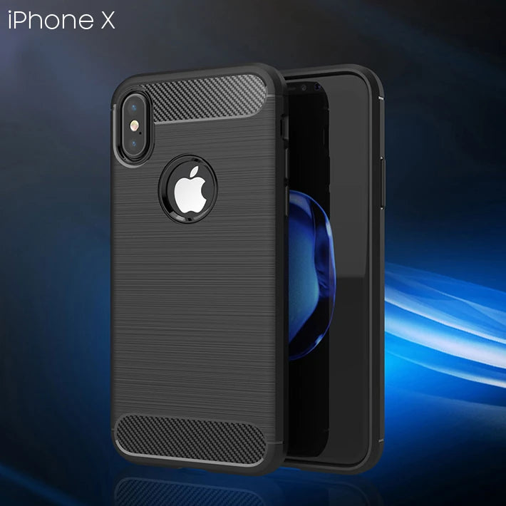İphone XXS Dark Ultra Koruma Karbon Fiber Silikon Kılıf-(5775) - Kırmızı
