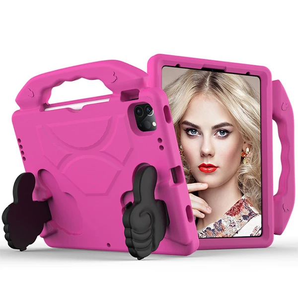 Ally İPAD PRO 11 (2021-2020-2018) Air 4. Nesil 10.9  Kılıf Eva Çocuk Shockproof Standlı Taşınabilir-(5775) - Fuşya