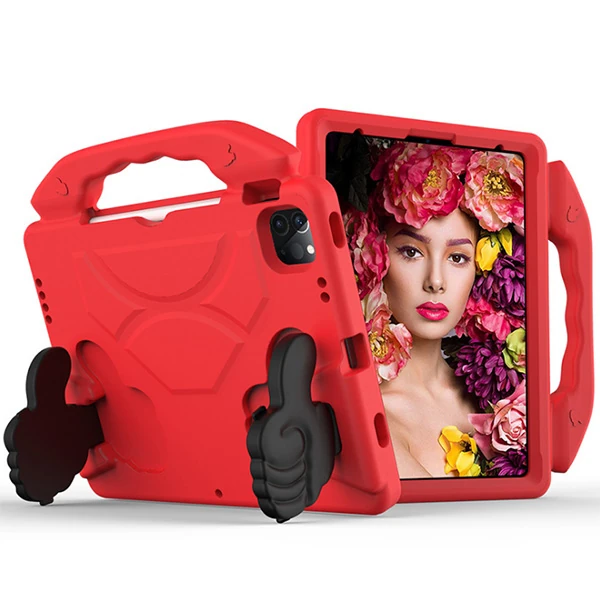 Ally İPAD PRO 11 (2021-2020-2018) Air 4. Nesil 10.9  Kılıf Eva Çocuk Shockproof Standlı Taşınabilir-(5775) - Fuşya