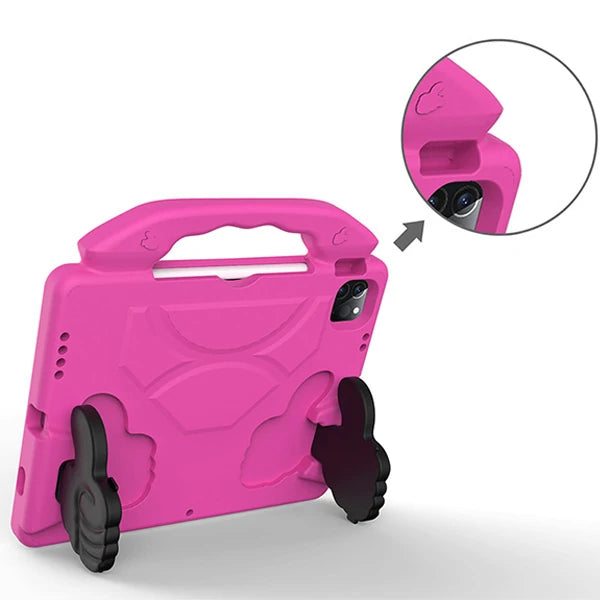 Ally İPAD PRO 11 (2021-2020-2018) Air 4. Nesil 10.9  Kılıf Eva Çocuk Shockproof Standlı Taşınabilir-(5775) - Fuşya