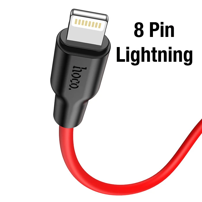 HOCO X21 Plus PD 20W Type-C to iPhone Lightning Silikon Hızlı Şarj ve Data Kablosu-(5775) - Siyah-Kırmızı