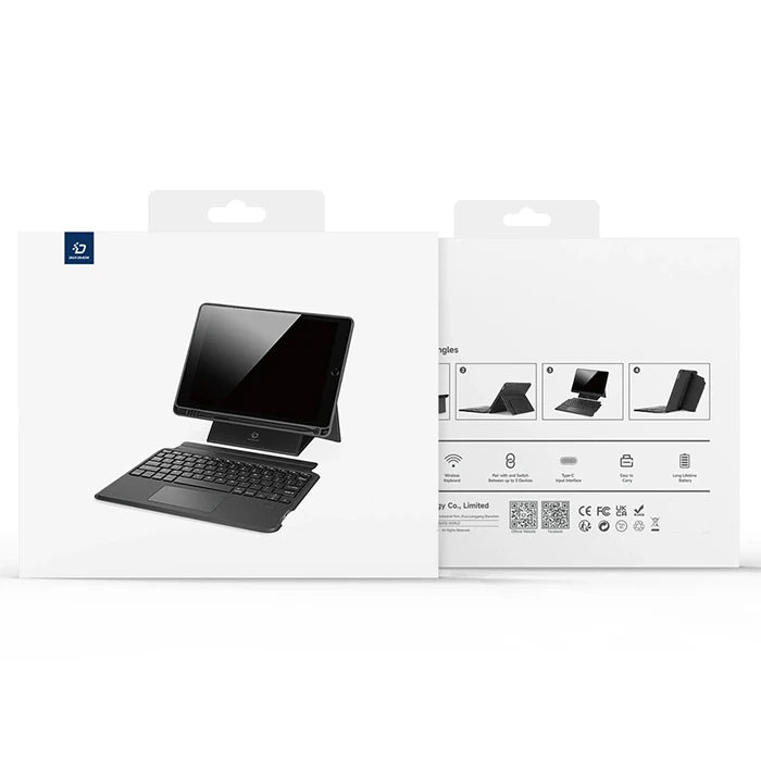 Dux Ducis iPad 10(2022) DK Series Kablosuz Bluetooth Klavye Touchpad Kılıf-(5775) - Siyah