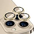 ALLY iPhone 14 Pro-14 Pro Max Diamond Taş İşlemeli Alüminyum Alaşımlı Kamera Lens Koruyucu-(5775) - Gold