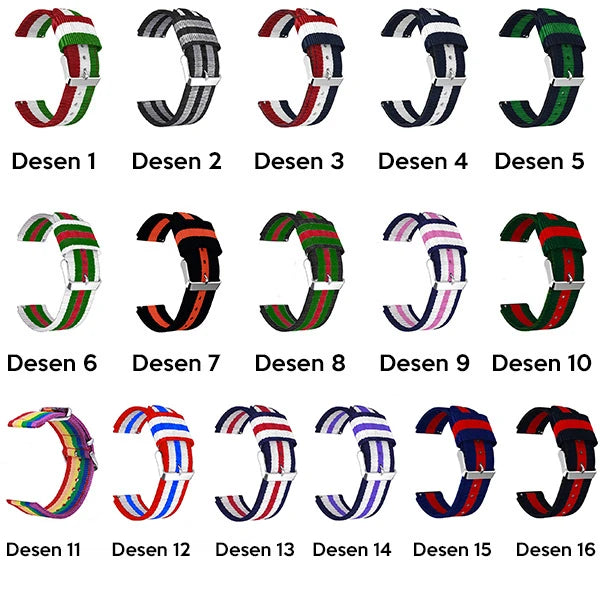 22MM Gear S3 Watch 4 -GT2 GT2E 46MM Kayış Kordon Nylon Watch 3 45MM-(5775) - Desenli 9