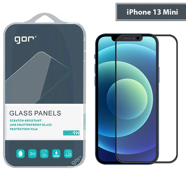 GOR iPhone 13 Mini 5.4 9D Hardening Tempered Full Cam Ekran Koruyucu-(5775) - Siyah