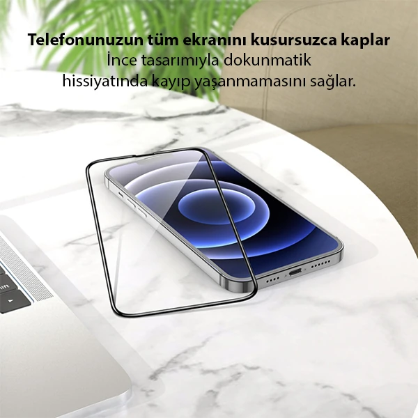 GOR iPhone 13 Mini 5.4 9D Hardening Tempered Full Cam Ekran Koruyucu-(5775) - Siyah