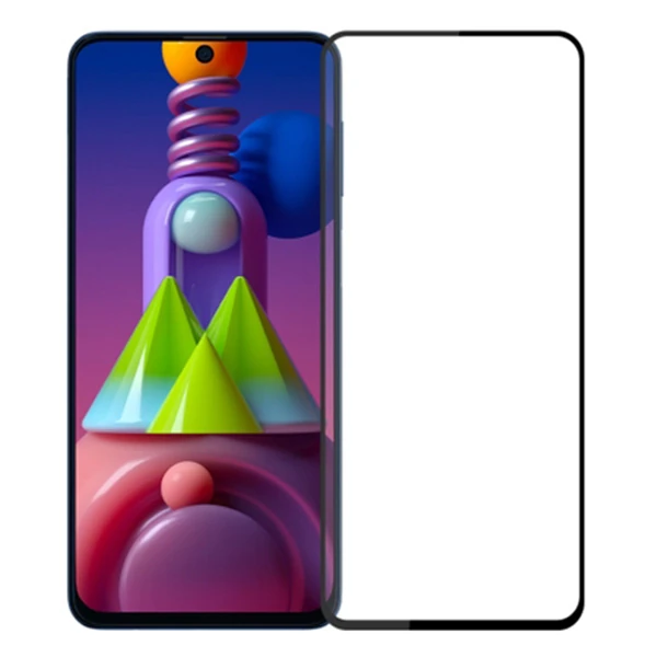 ALLY SM Galaxy M51 Full Glue Tempered Full Cam Ekran Koruyucu-(5775) - Siyah