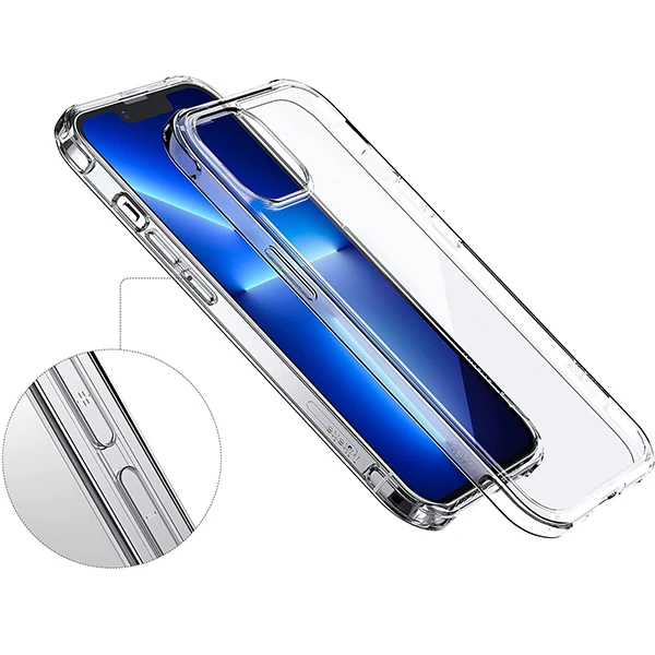 iPhone 13 Pro 6.1inç Anti-Drop Shockproof Darbe Emici Silikon Kılıf-(5775) - Şeffaf 2