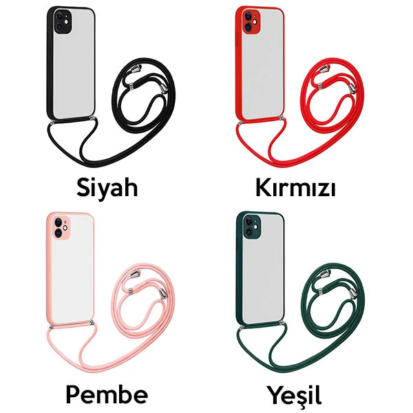 ALLY iPhone 12 6.1 Askılı Koruyucu Silikon Kılıf-(5775) - Pembe