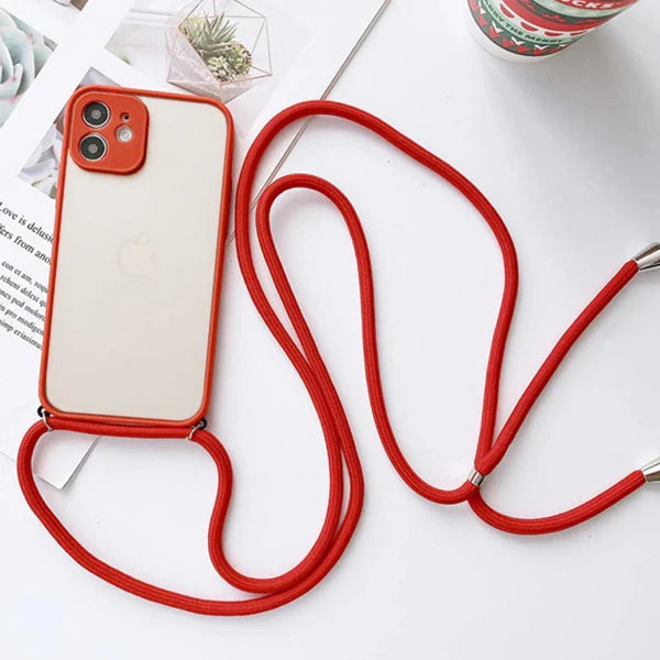 ALLY iPhone 12 6.1 Askılı Koruyucu Silikon Kılıf-(5775) - Kırmızı