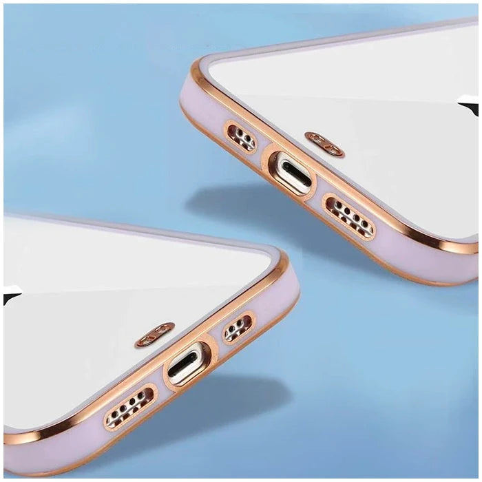 iPhone 12 Pro Max 6.7inç Gold Çerçeve Kamera Korumalı Bumper Kılıf-(5775) - Siyah