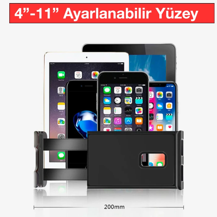 Ally Universal Araç Arka Koltuk Tablet ve Telefon Tutucu-(5775) - Siyah-Kırmızı