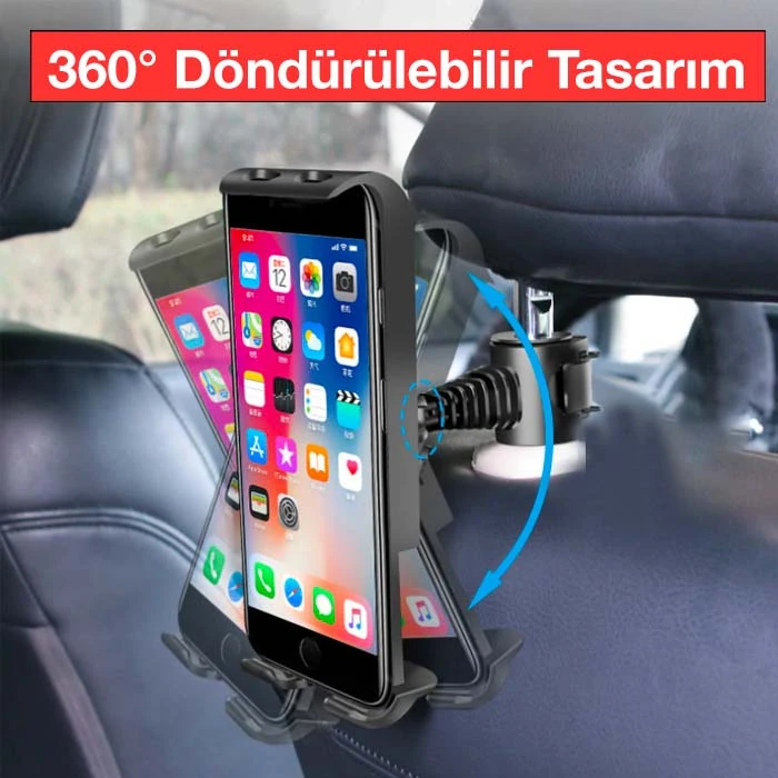 Ally Universal Araç Arka Koltuk Tablet ve Telefon Tutucu-(5775) - Siyah-Kırmızı