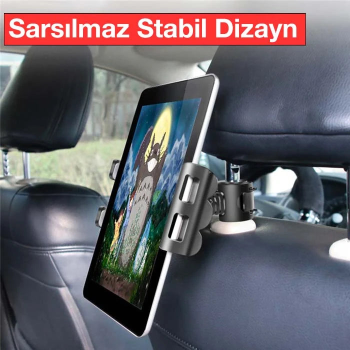 Ally Universal Araç Arka Koltuk Tablet ve Telefon Tutucu-(5775) - Siyah-Kırmızı