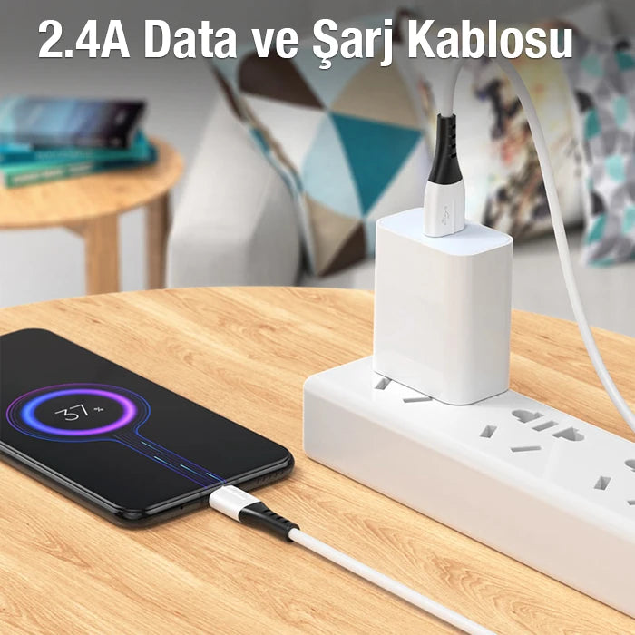 HOCO X82 Micro USB to USB 2.4A Silikon Data ve Şarj Kablosu-(5775) - Siyah