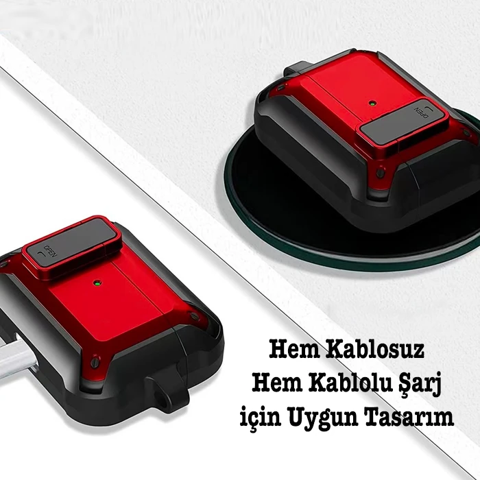 ALLY Shockproof Darbe Emici AirPods Pro Kulaklık Kılıfı-(5775) - Yeşil