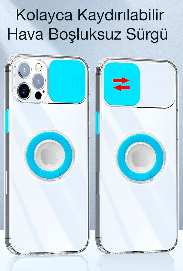 Ally iPhone 11 6.1inç Kılıf Sürgülü Kamera Lens Korumalı Yüzük Standlı Silikon Kılıf-(5775) - Yeşil