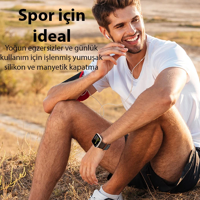 Dux Ducis Apple Watch 42/44/45MM için Manyetik Armor Silikon Kordon Kayış-(5775) - Mor-Açık Pembe