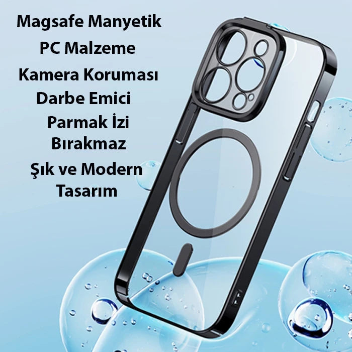 Baseus Glitter iPhone 14 Pro 6.1 Magsafe Silikon Kılıf + Tempered Ekran Koruyucu Set-(5775) - Mavi