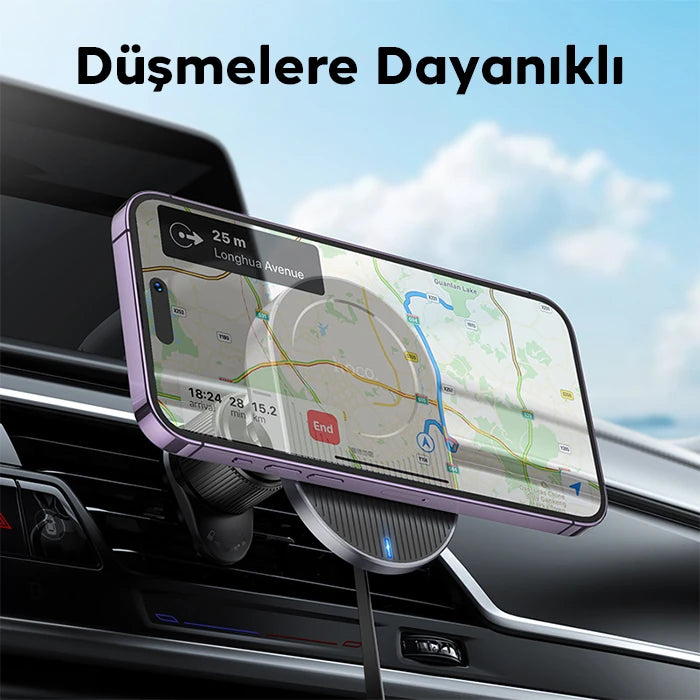 HOCO HW12 Kablosuz Şarjlı Araç İçi Havalandırma Manyetik Telefon Tutucu-(5775) - Siyah