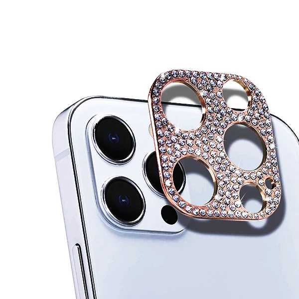 ALLY İPhone 12 Pro Max Kamera Koruyucu Lens Diamond Taş İşlemeli-(5775) - Gri