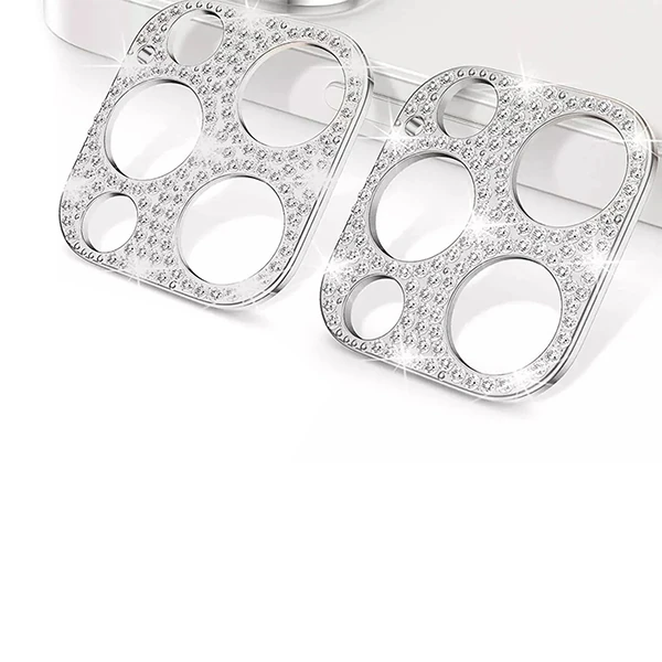 ALLY İPhone 12 Pro Max Kamera Koruyucu Lens Diamond Taş İşlemeli-(5775) - Gri