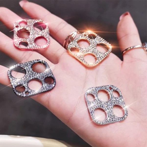 ALLY İPhone 12 Pro Max Kamera Koruyucu Lens Diamond Taş İşlemeli-(5775) - Gri
