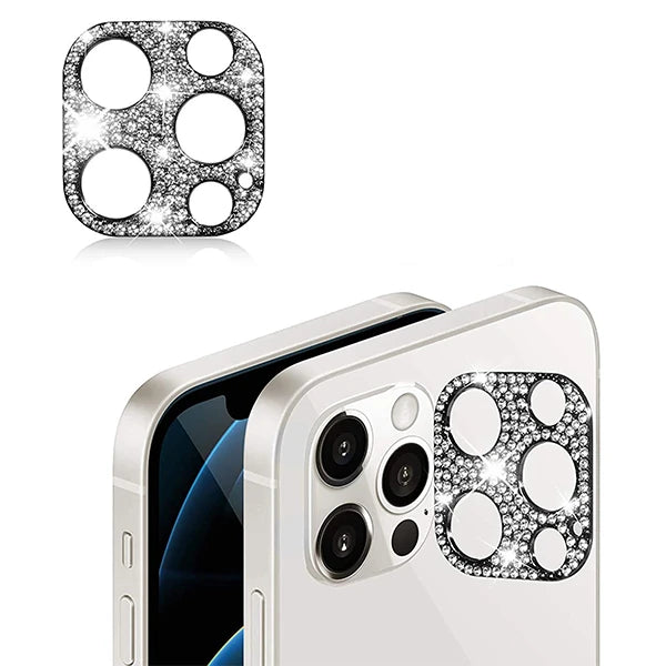 ALLY İPhone 12 Pro Max Kamera Koruyucu Lens Diamond Taş İşlemeli-(5775) - Gri